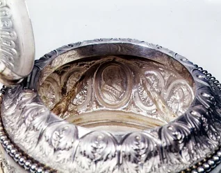 Example of Reverse Side of Repousse Work on a Belgium Teapot